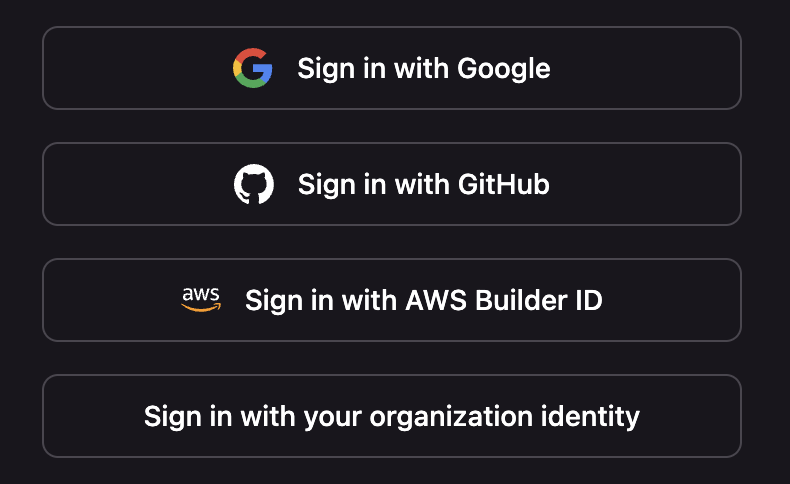 Sign in options